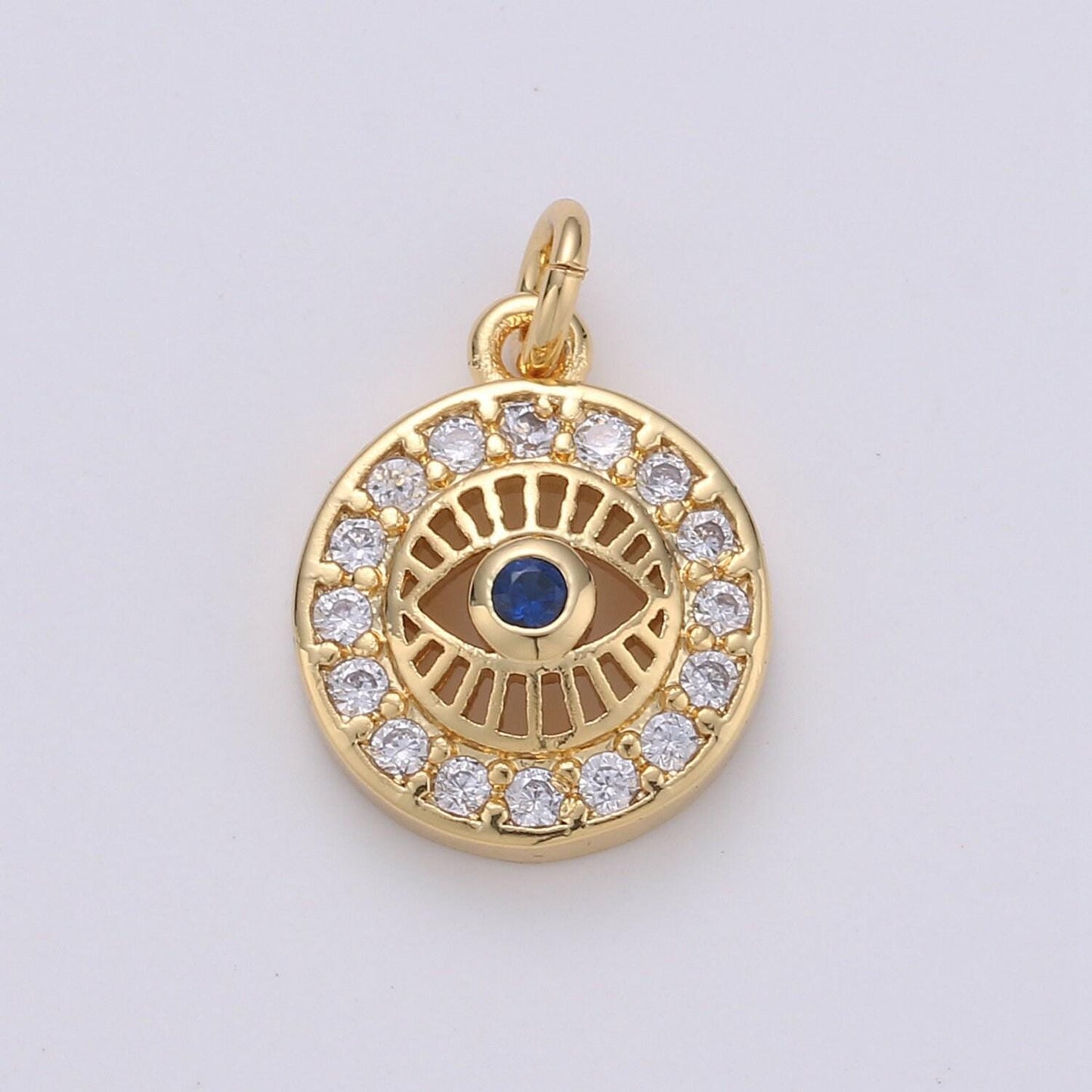 15x10mm 24k gold evil eye, micro pave evil eye charm, turquoise cubic charms, cz gold evil eye beads, pink green blue charms,
