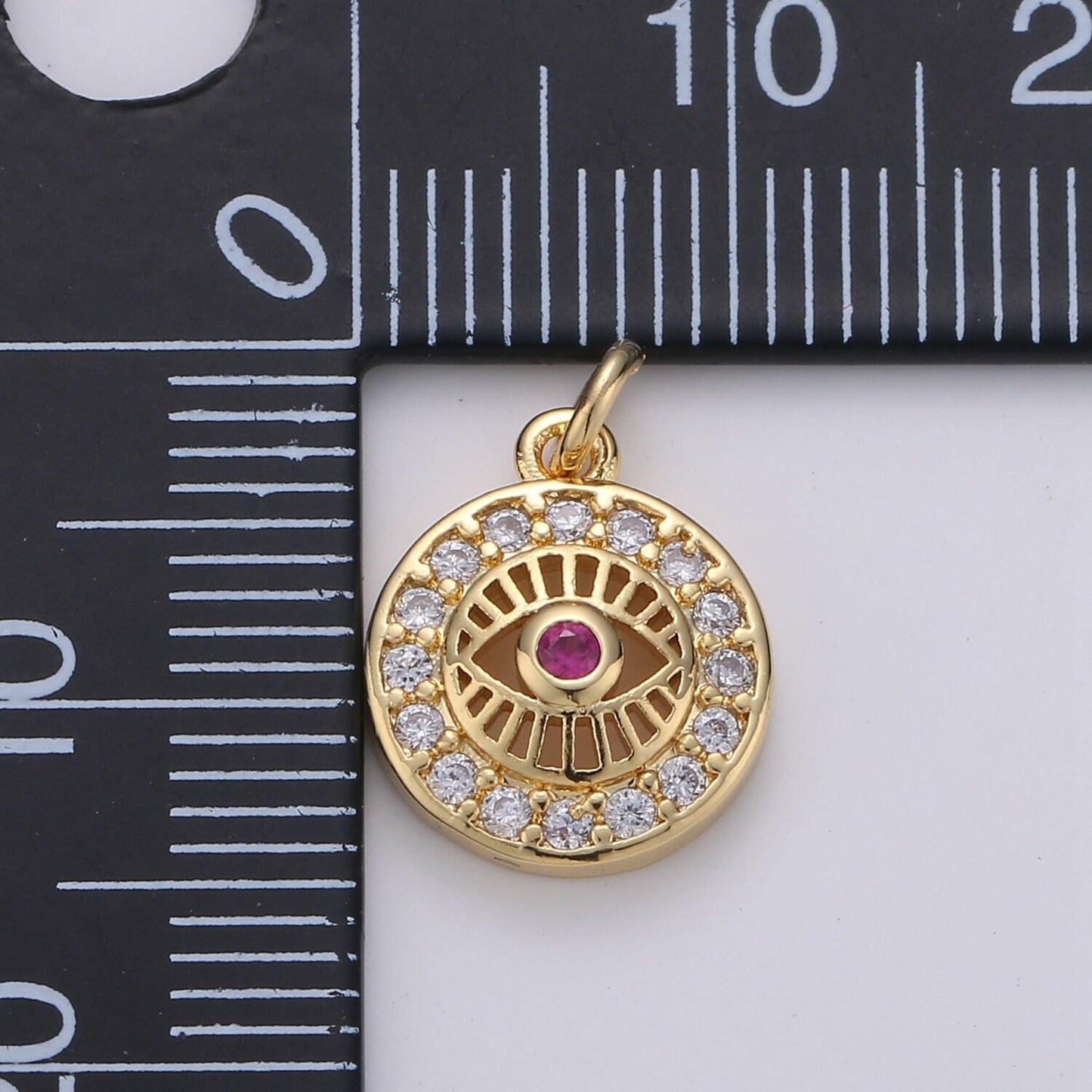 15x10mm 24k gold evil eye, micro pave evil eye charm, turquoise cubic charms, cz gold evil eye beads, pink green blue charms,