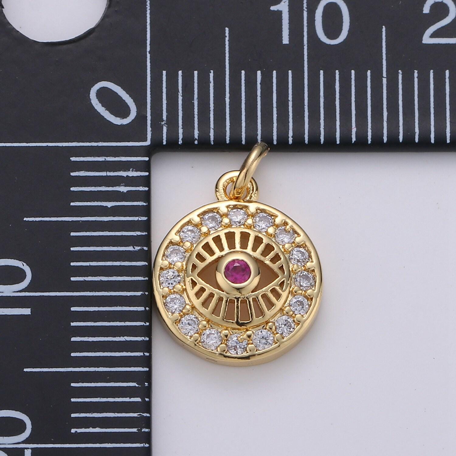 15x10mm 24k gold evil eye, micro pave evil eye charm, turquoise cubic charms, cz gold evil eye beads, pink green blue charms,
