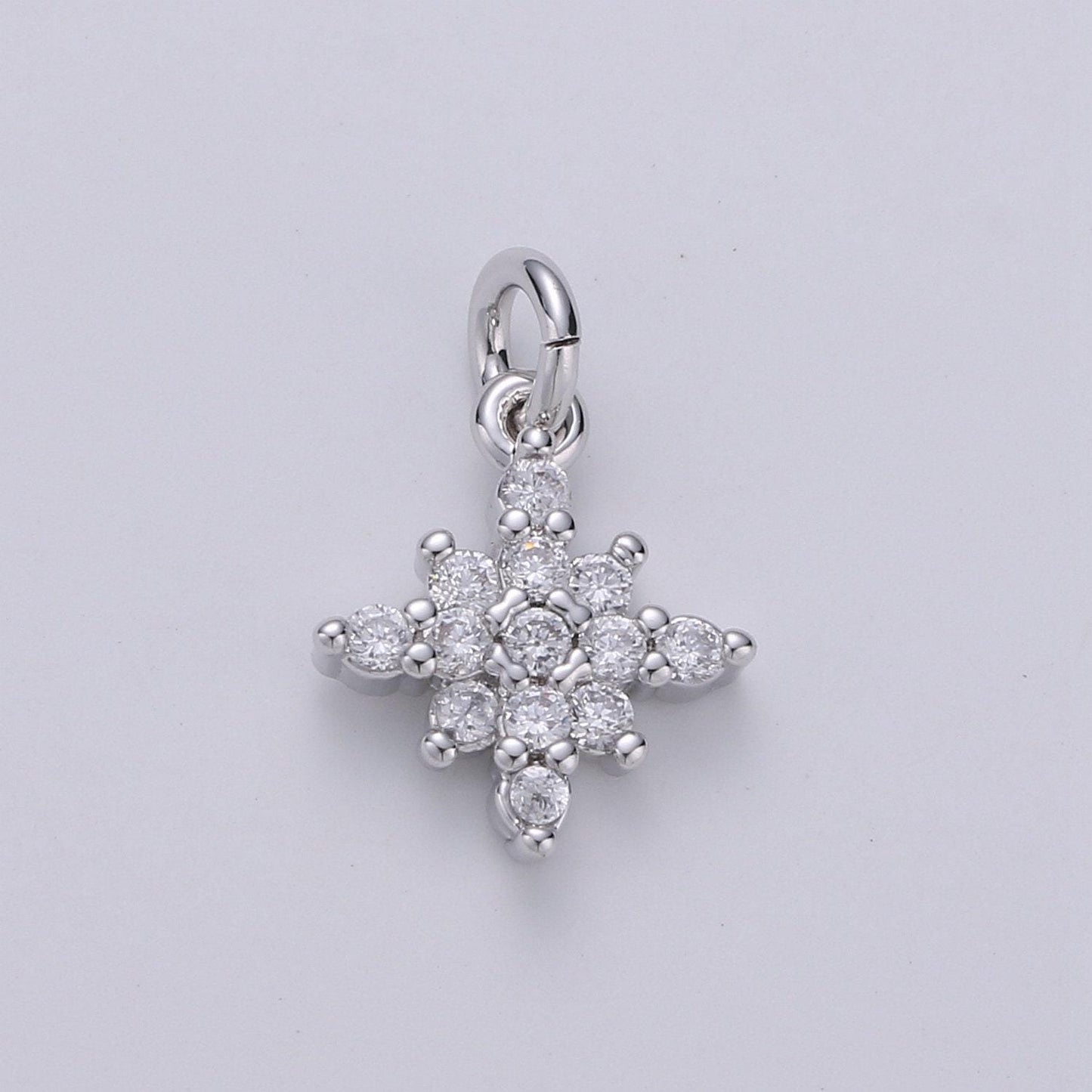1pc dainty 24k gold micro pave cz north star pendant charm, north star pendant charm, silver star pendant, for diy jewelry making d463 d464