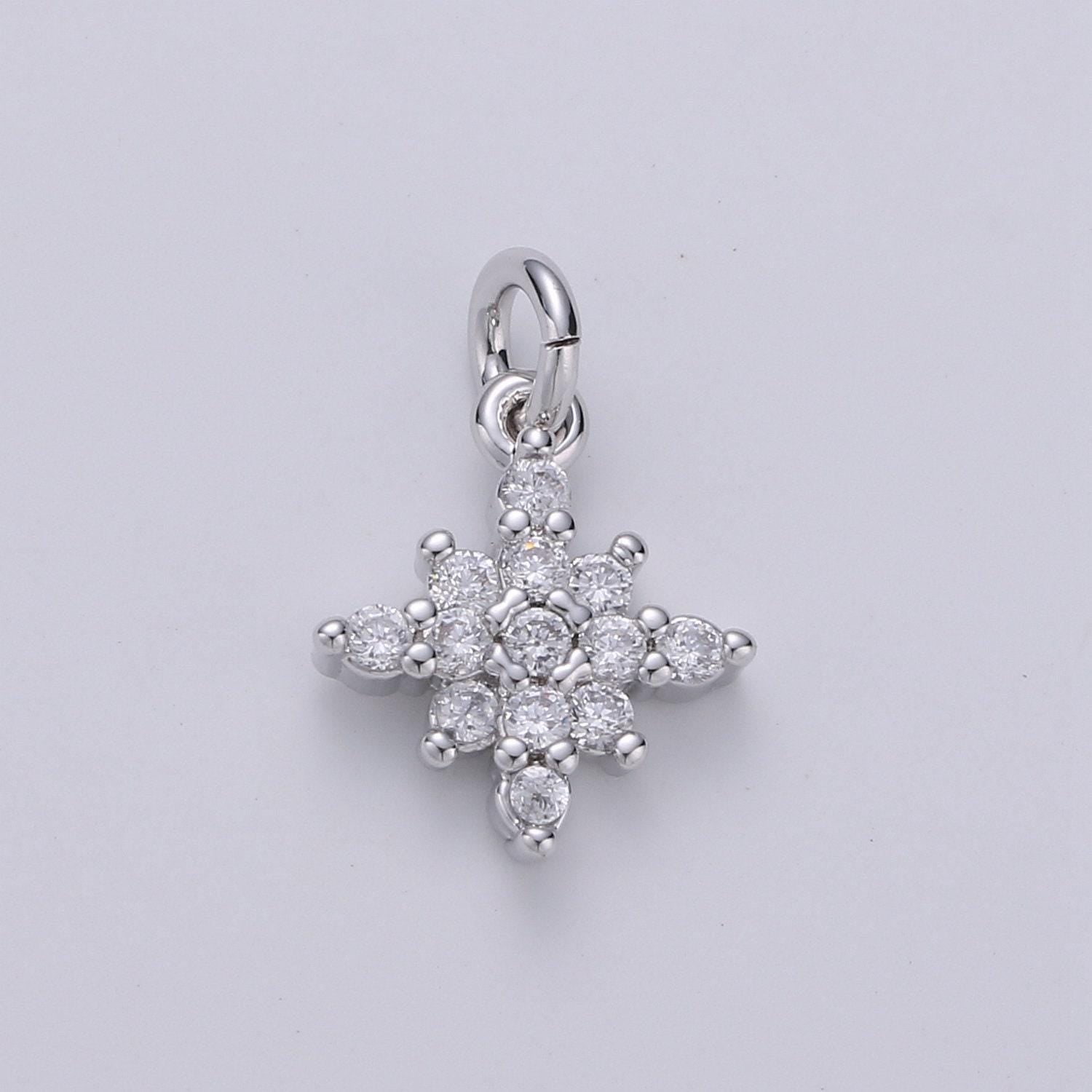 1pc dainty 24k gold micro pave cz north star pendant charm, north star pendant charm, silver star pendant, for diy jewelry making d463 d464