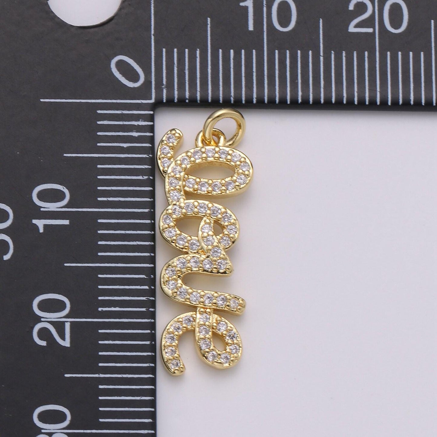 Silver love charm pendant cz micro pave, love words pendant charm, gold dangle charm, word charm, love pendant cubic zirconia charm | d-457