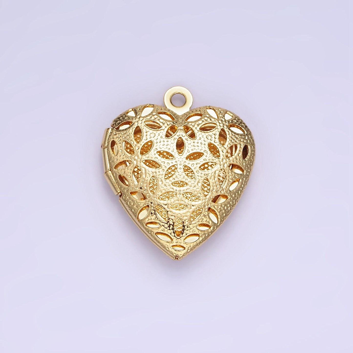 14k gold filled open floral flower locket pendant in gold & silver | d399