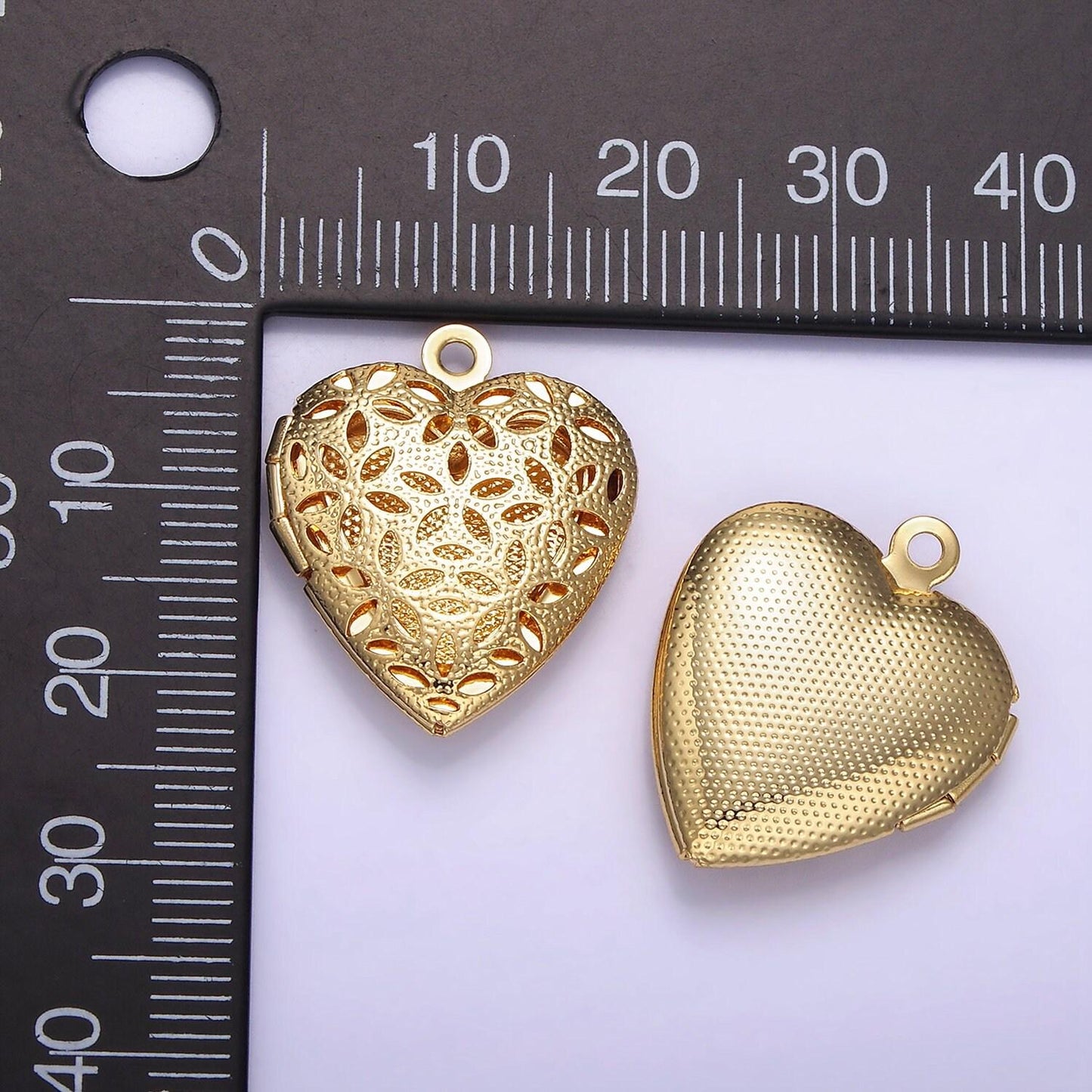 14k gold filled open floral flower locket pendant in gold & silver | d399