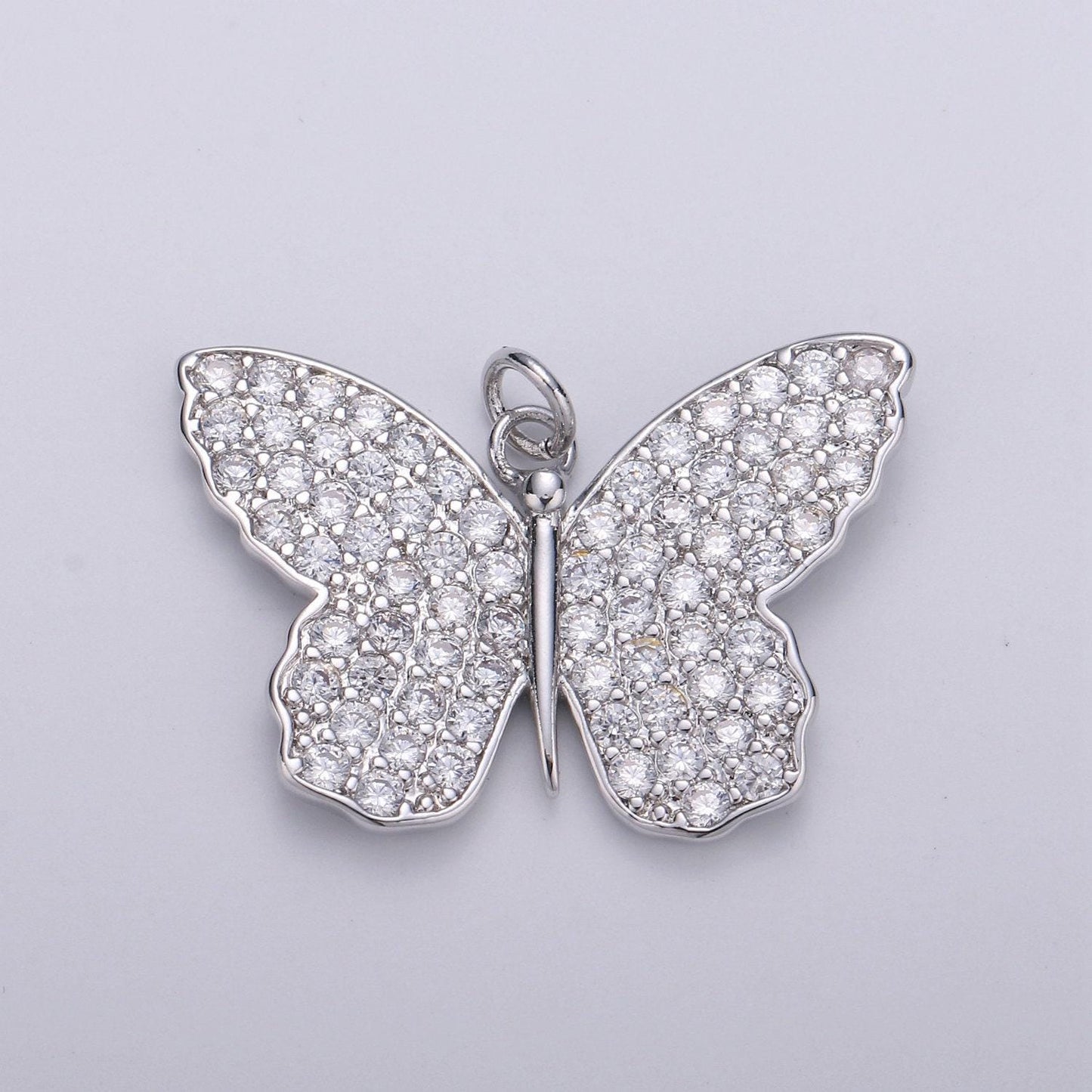 14k gold butterfly charm cz micro pave, butterfly pendant, butterfly bracelet, cubic zirconia charm silver mariposa charm, d387,d388