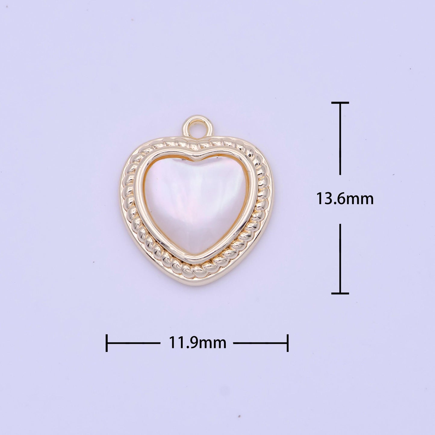 Mini pearl heart charm gold heart charm silver pearl heart pendant d-290 d-333