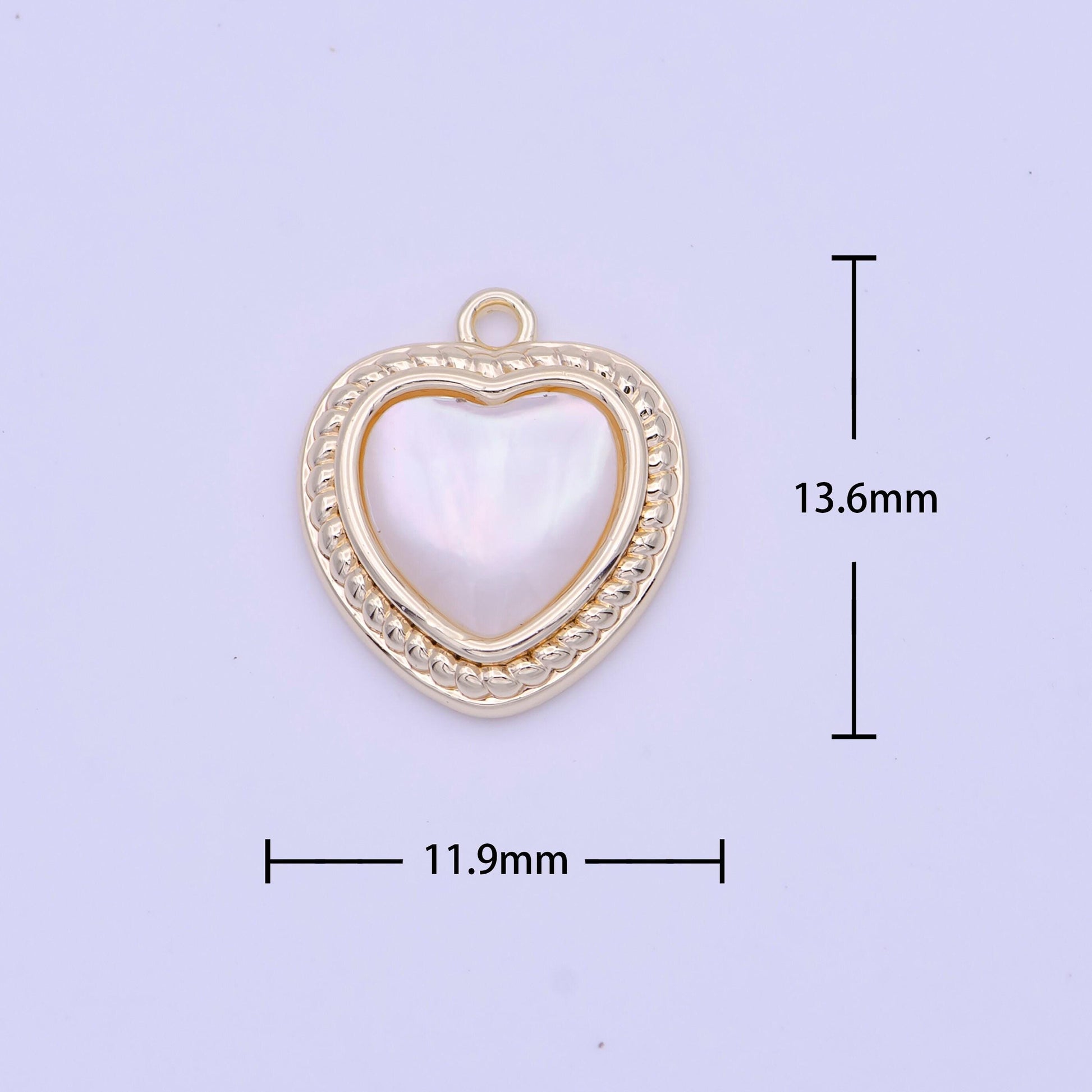 Mini pearl heart charm gold heart charm silver pearl heart pendant d-290 d-333
