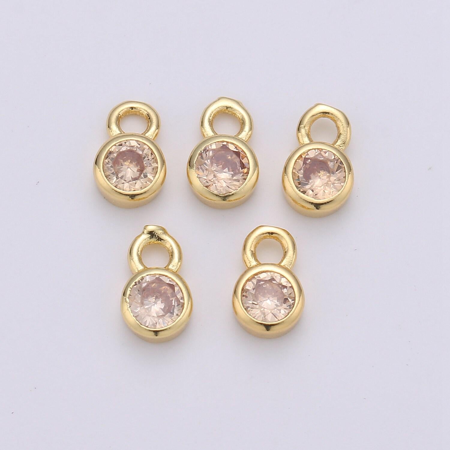 1pc 14k gold micro pave cz geometric pendant charm,micro pave cz circle pendant charm, charm,diy jewelry 4x6mm,chgf-1039-50