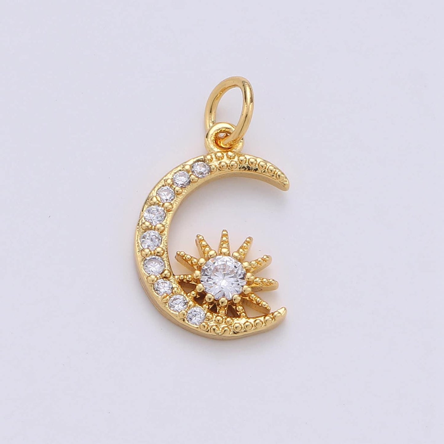 1pc 24k gold micro pave moon charm, cubic star moon pendant charm, charm, for diy necklace bracelet earring, chgf-1264
