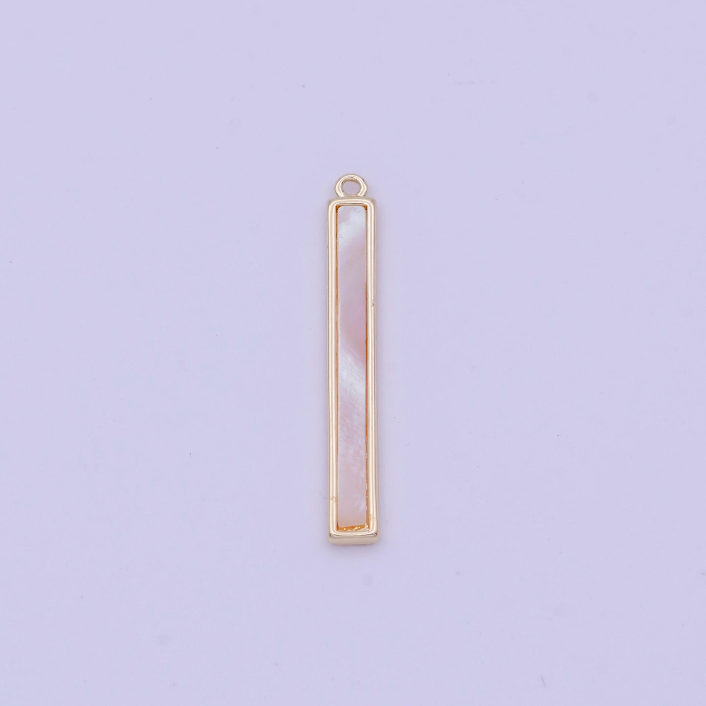 Long rectangle mother of pearl charm 25.7x3.4mm gold plated thin rectangle pearl charm for minimalist jewelry d-154