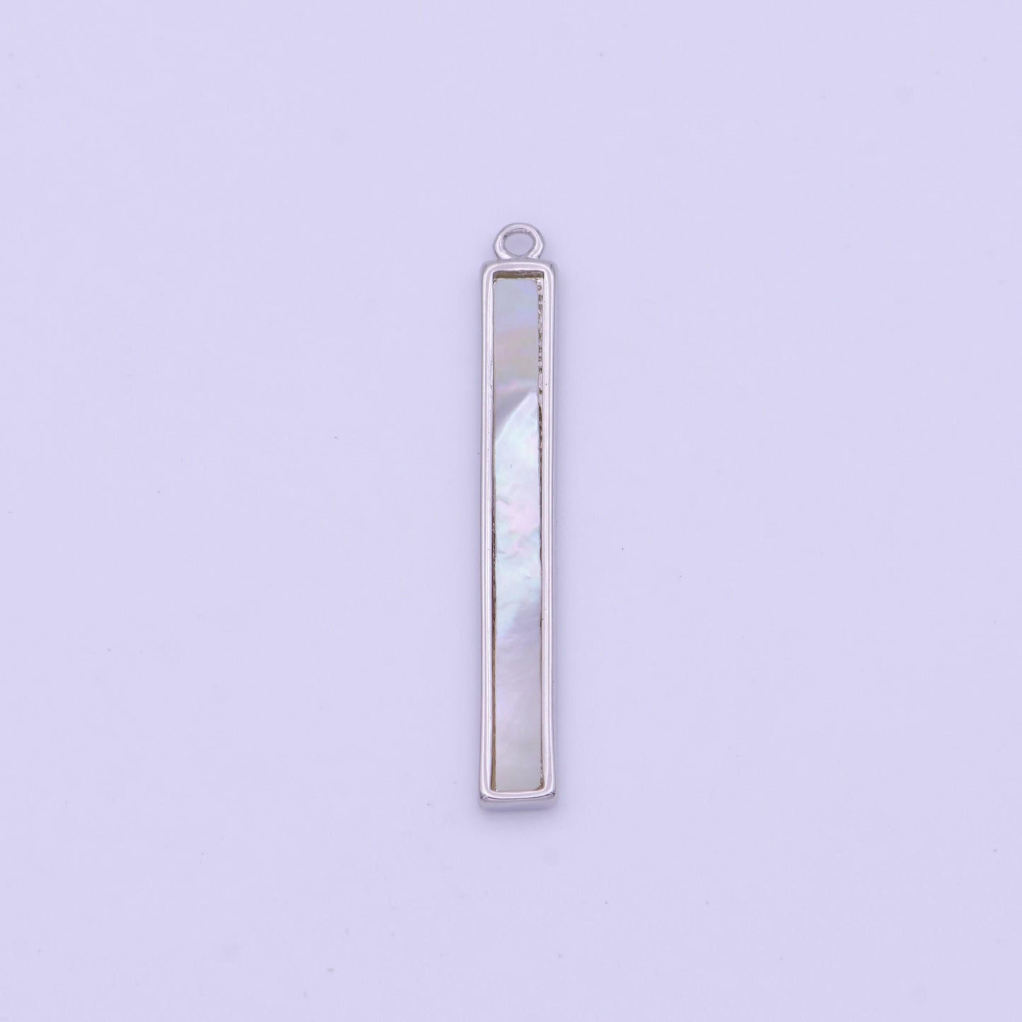 Long rectangle mother of pearl charm 25.7x3.4mm gold plated thin rectangle pearl charm for minimalist jewelry d-154