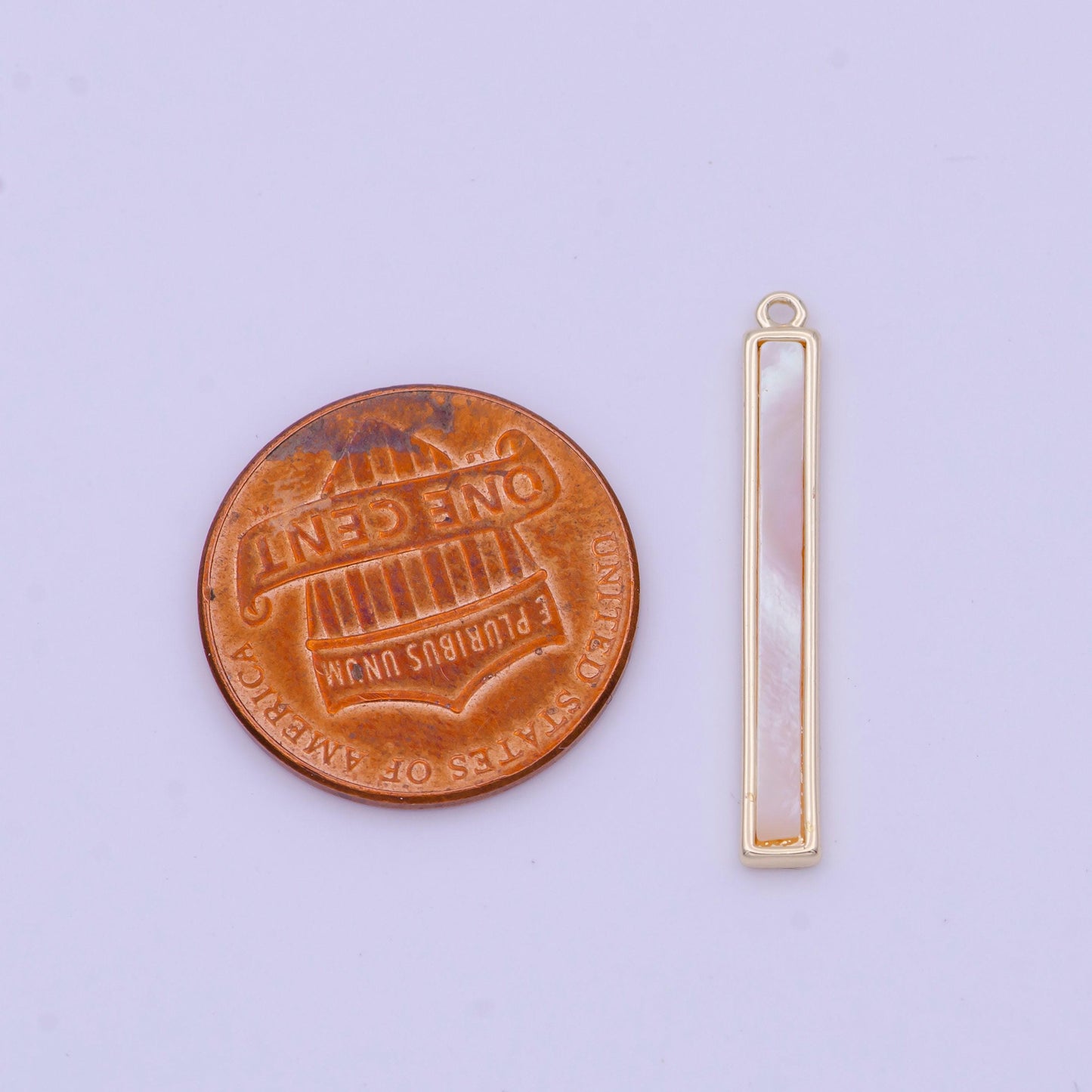 Long rectangle mother of pearl charm 25.7x3.4mm gold plated thin rectangle pearl charm for minimalist jewelry d-154