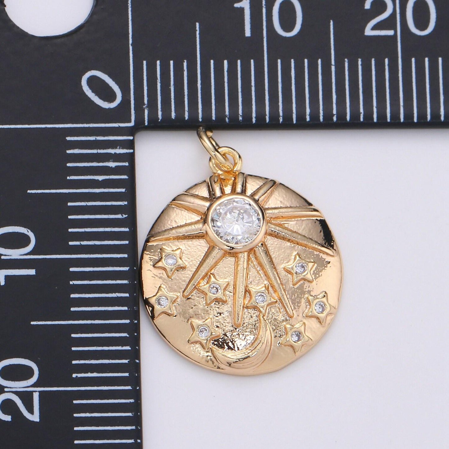 Northstar in the galaxy 18k gold charm, asteroid charm, planetoid pendant, star coin charm, sirius charm, cubic star charm