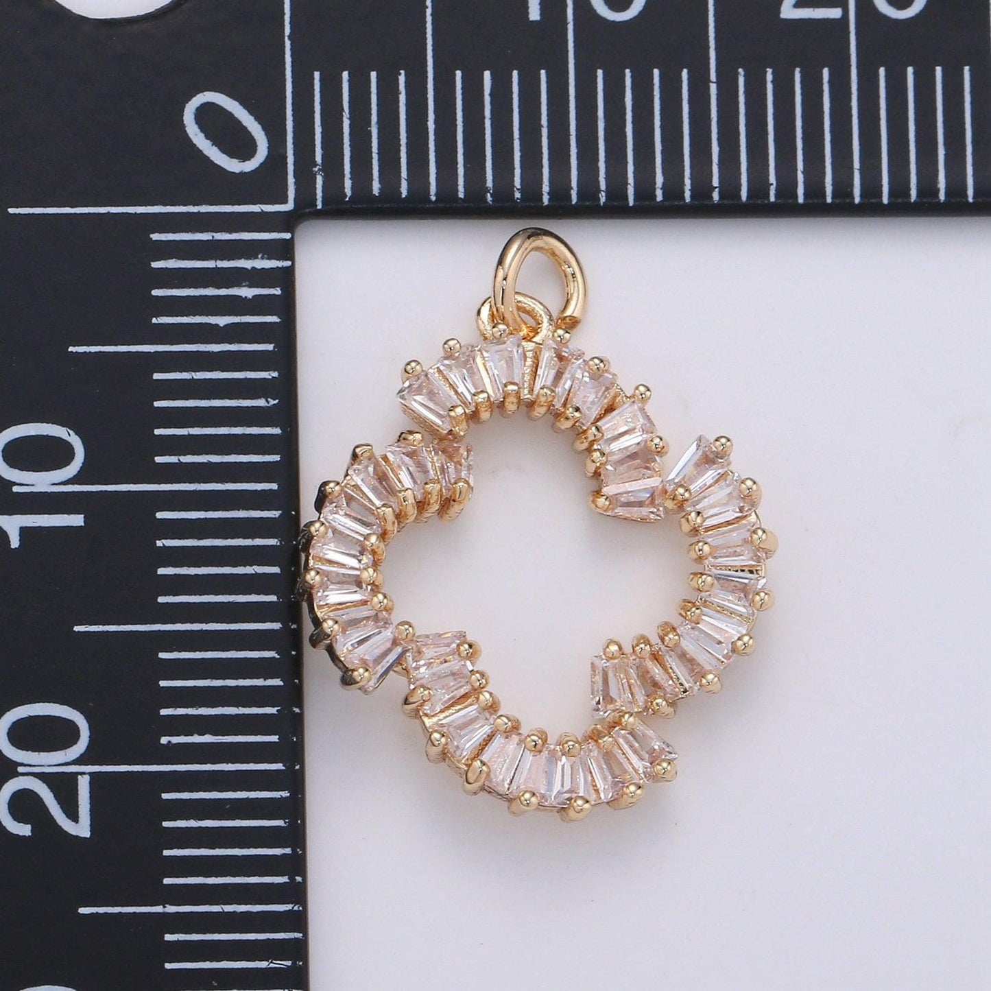 Baguette cubic pave charm on 18k gold , micro pave cz small x charms, dainty pave cross charm, kiss charms for jewelry supply