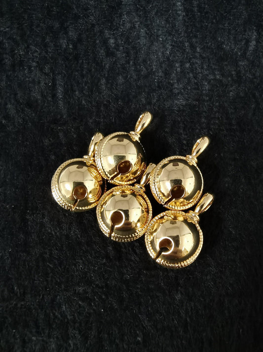 1pc 24k gold bell pendant charm, tinkle jingle bell pendant charm, white gold/ pendant charm diy jewelry, 22x13mmchgf-1185