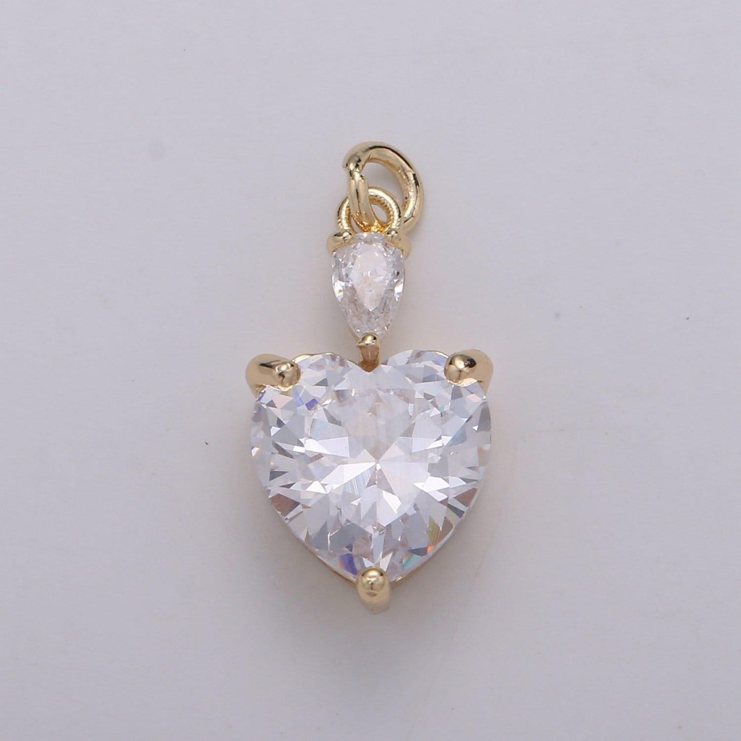 Mini gold pear & heart cubic charms, love charm, cubic charm ,gold love lock charm relationship jewelry inspired d-155
