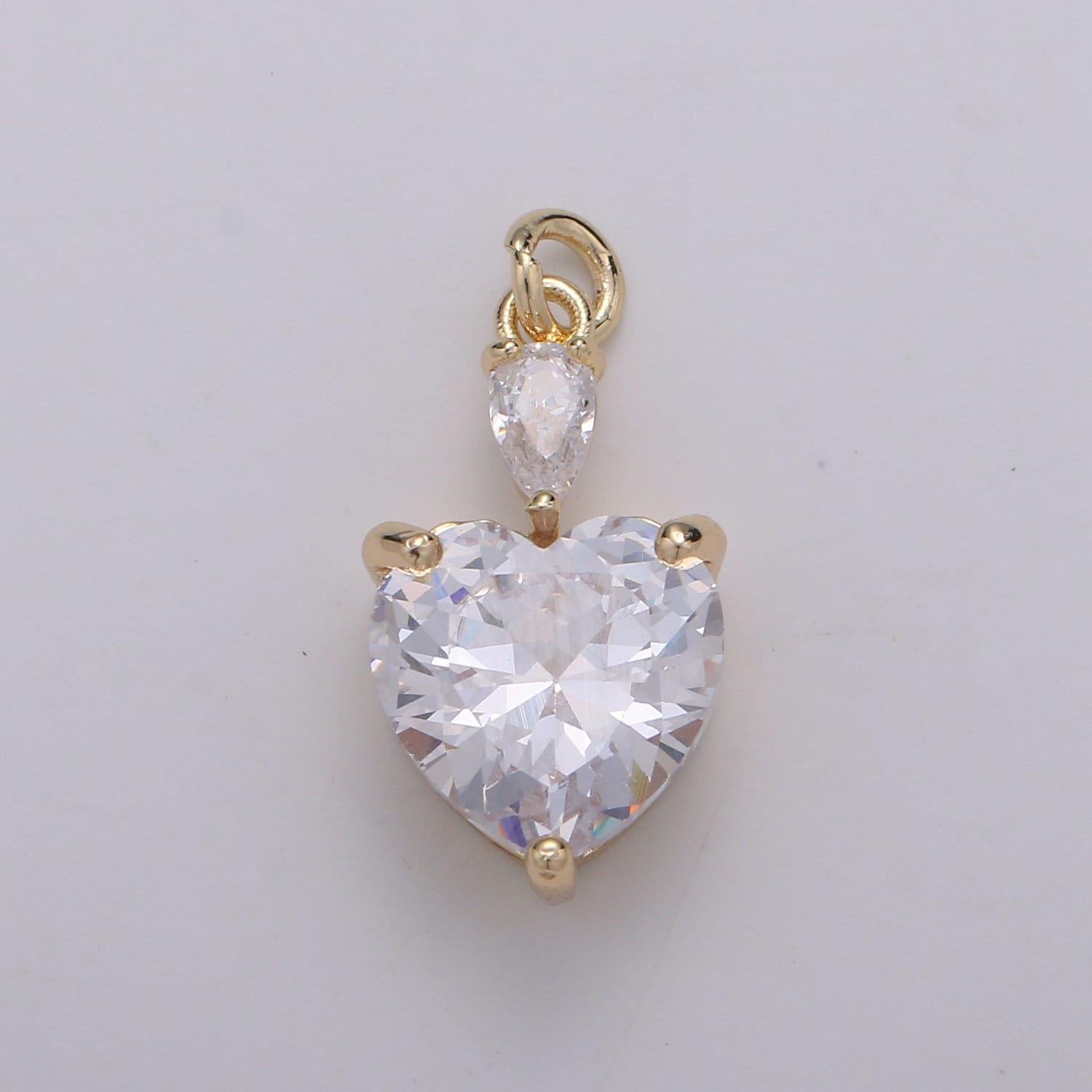 Mini gold pear & heart cubic charms, love charm, cubic charm ,gold love lock charm relationship jewelry inspired d-155