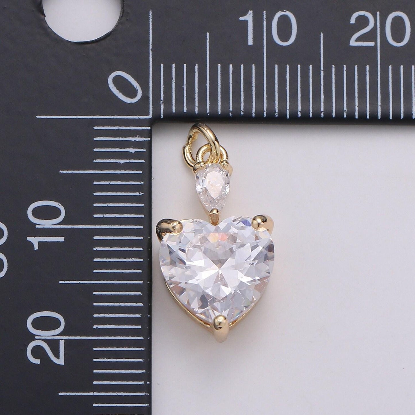 Mini gold pear & heart cubic charms, love charm, cubic charm ,gold love lock charm relationship jewelry inspired d-155