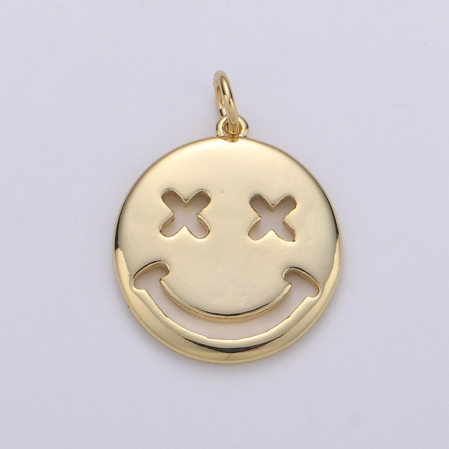 Double sided gold happy face charm smile face charms emoticon silver round charm,dainty smile charm summer trend jewelry chgf-1154