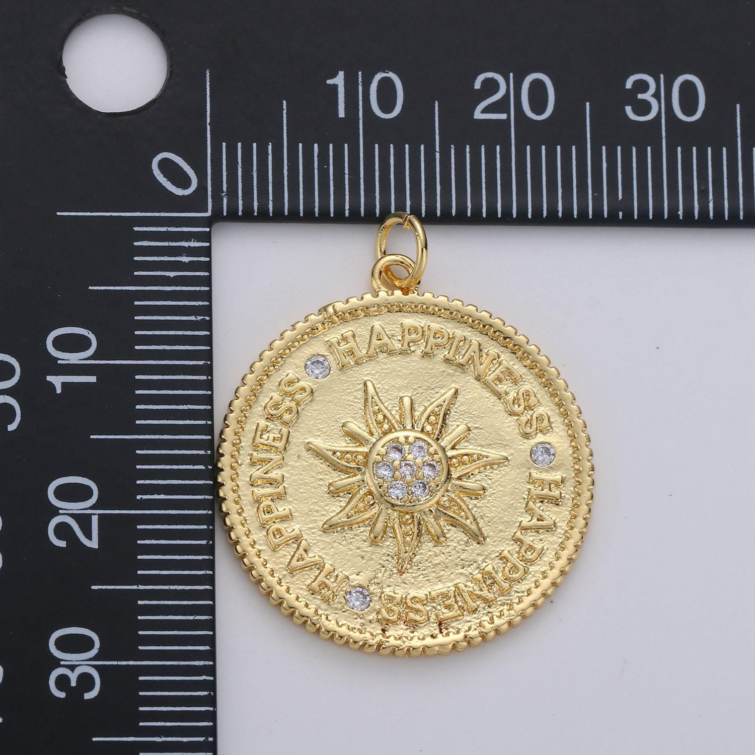 Sunburst pendant, gold sun medallion, celestial sunburst charm, celestial sun pendant for jewelry supply chef 1147
