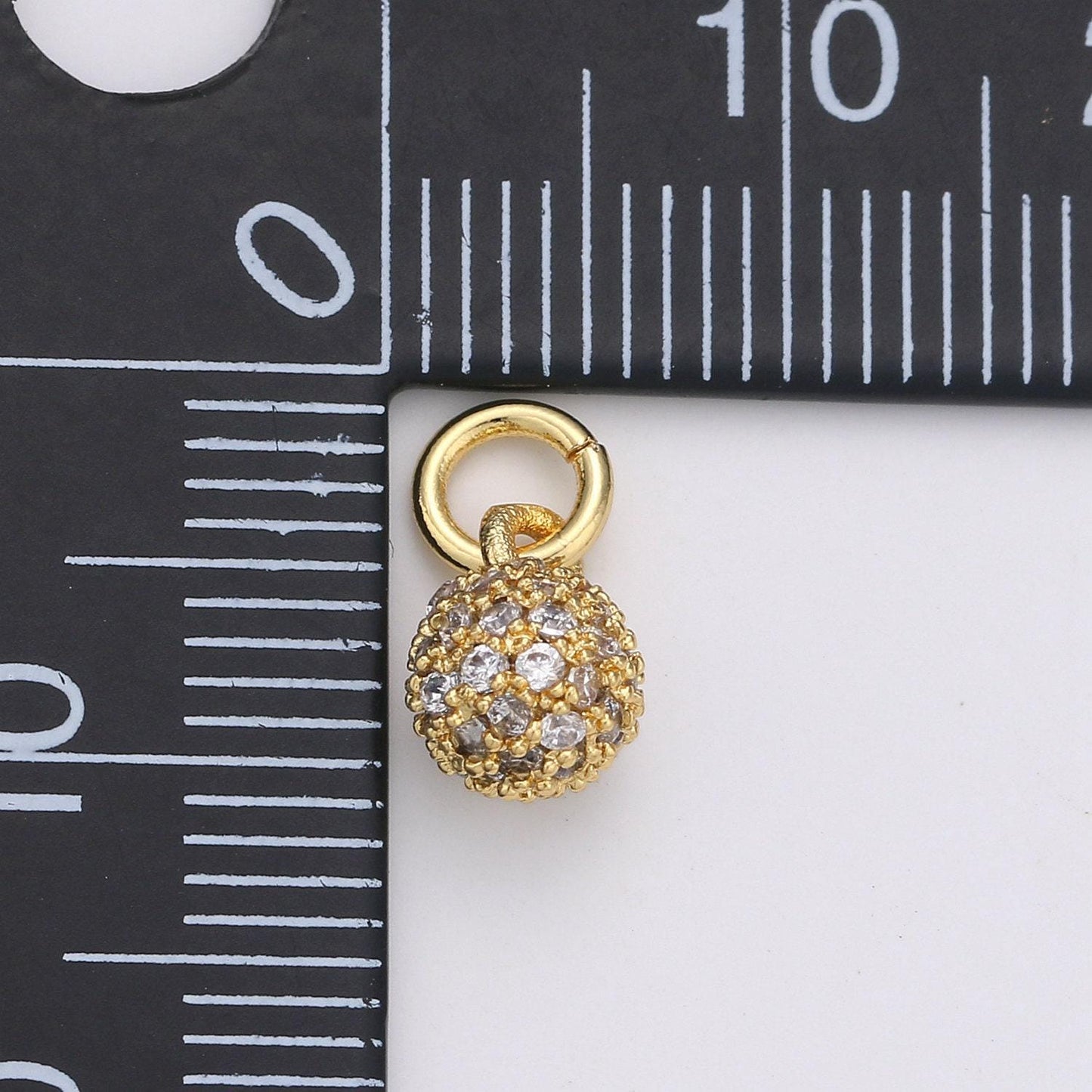 Tiny ball pendant small ball charm for handmade jewelry supplies 24k gold charm micro pave cubic ball charm disco ball, d-117