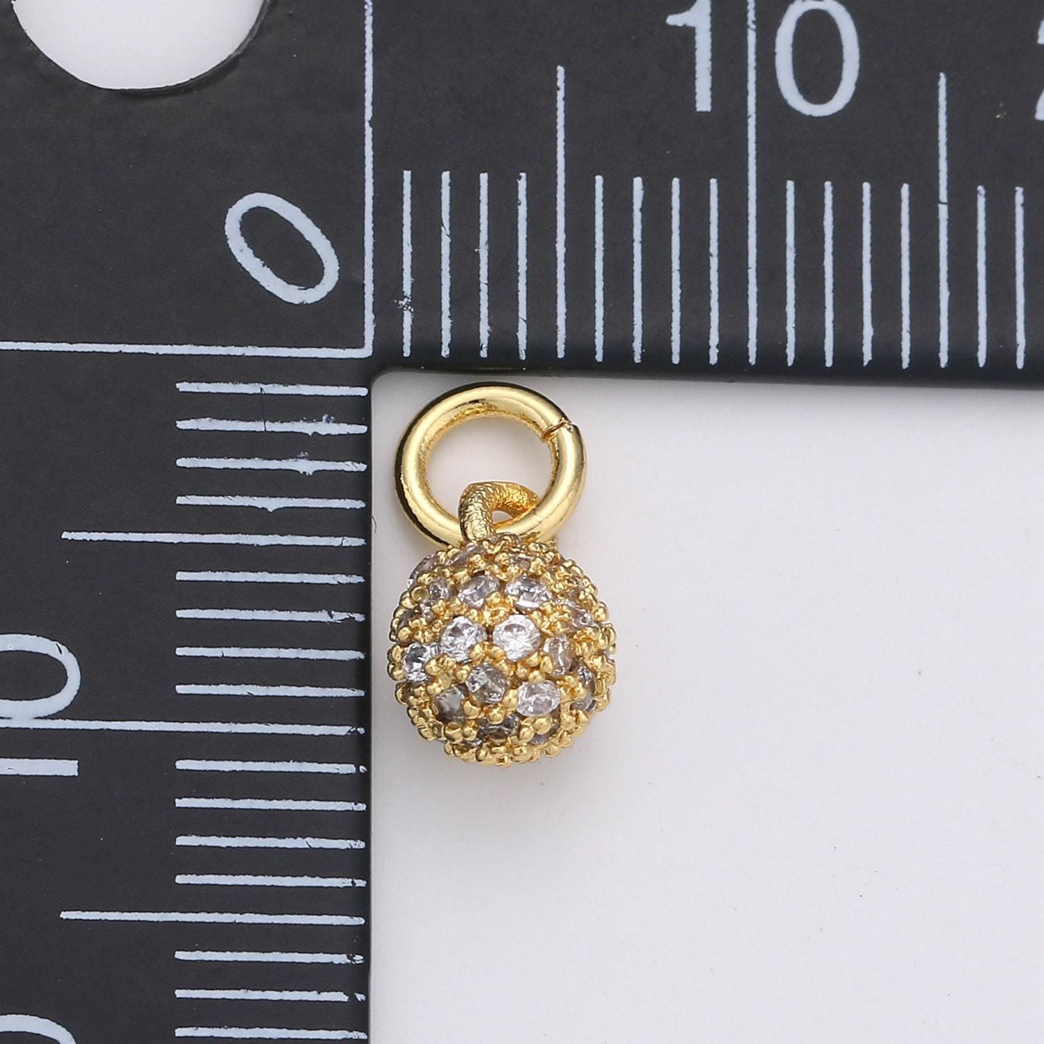 Tiny ball pendant small ball charm for handmade jewelry supplies 24k gold charm micro pave cubic ball charm disco ball, d-117