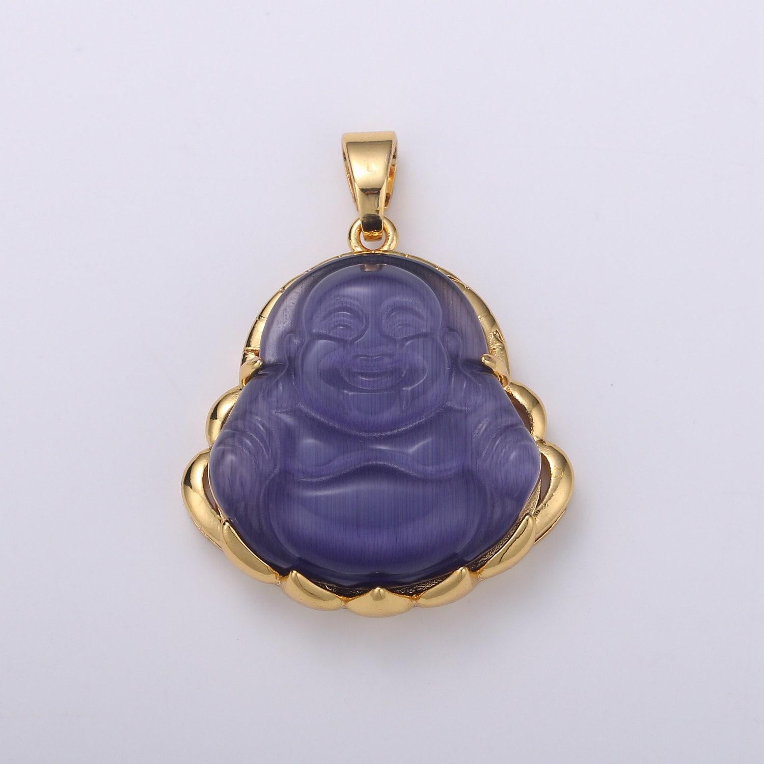 Dainty gold buddha pendant for necklace laughing buddha charm tiger eye buddha pendant