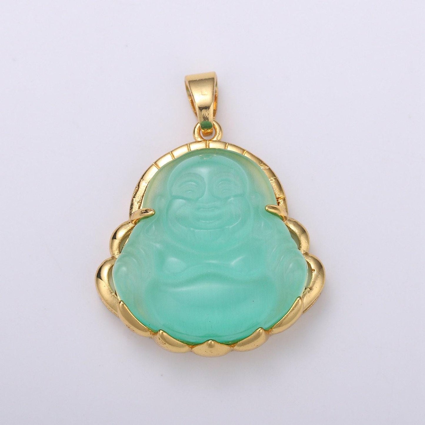 Dainty gold buddha pendant for necklace laughing buddha charm tiger eye buddha pendant