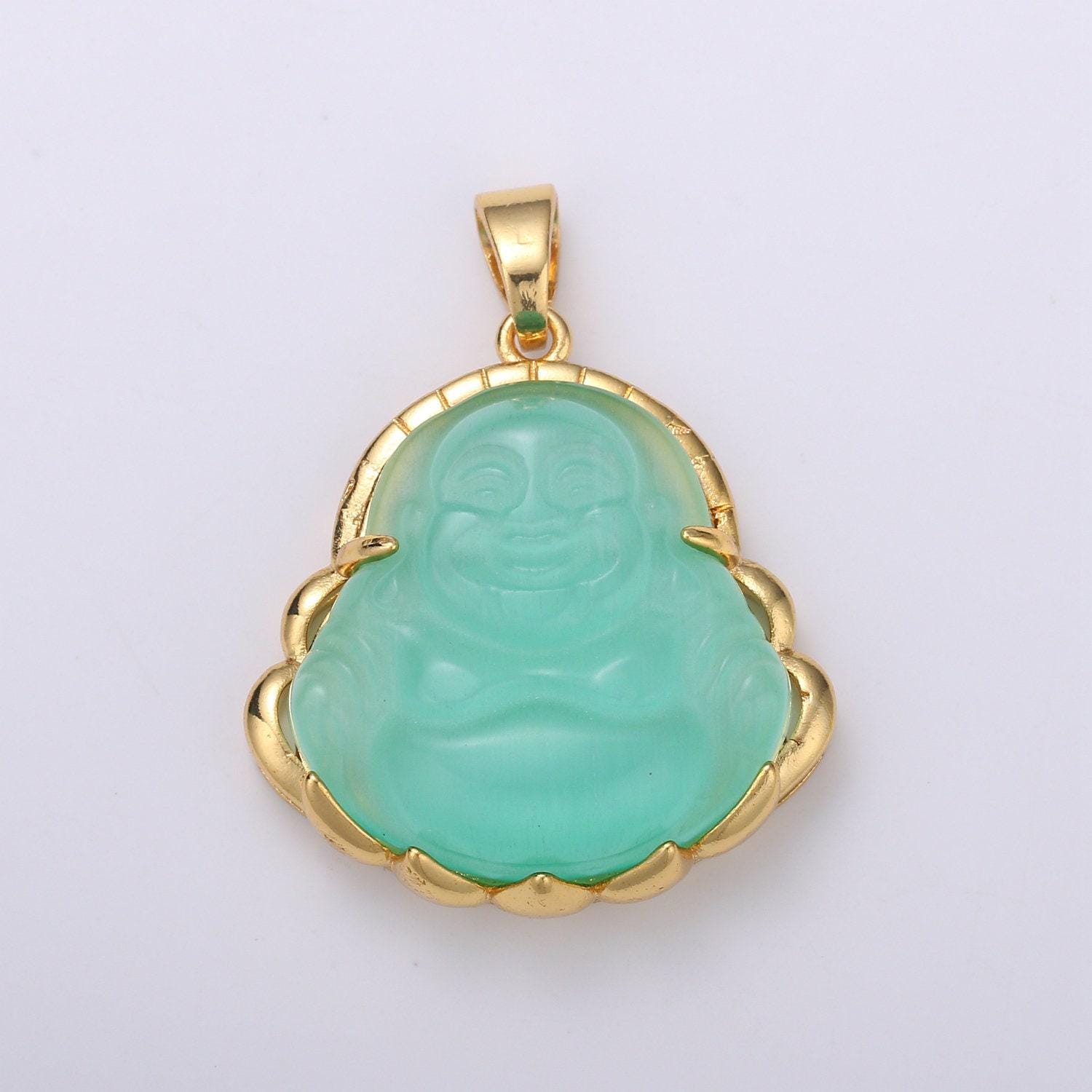 Dainty gold buddha pendant for necklace laughing buddha charm tiger eye buddha pendant