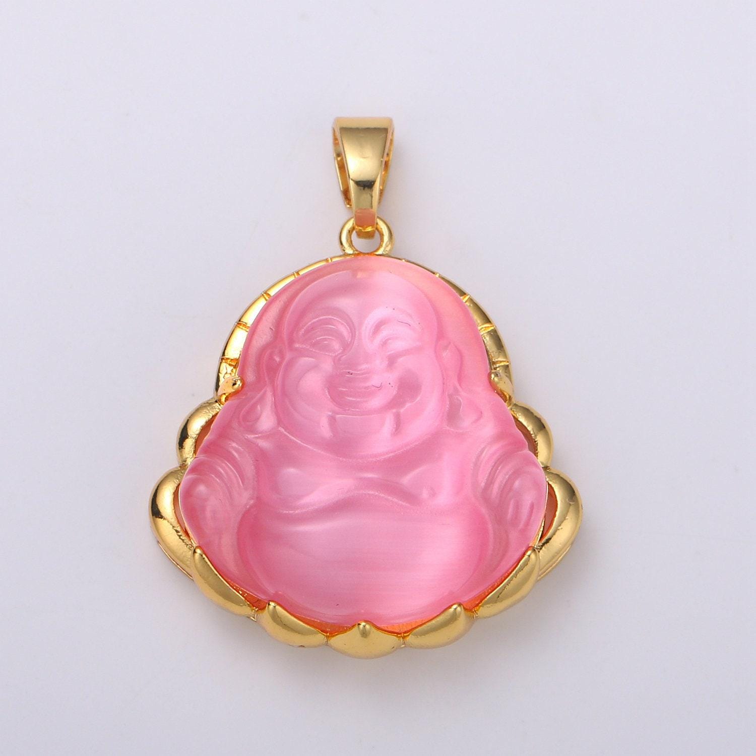 Dainty gold buddha pendant for necklace laughing buddha charm tiger eye buddha pendant