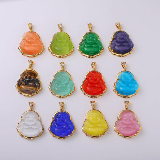 1x gold buddha pendant laughing buddha buddhism religious jewelry making statement necklace jewelry making supply a-247-ah257, o155