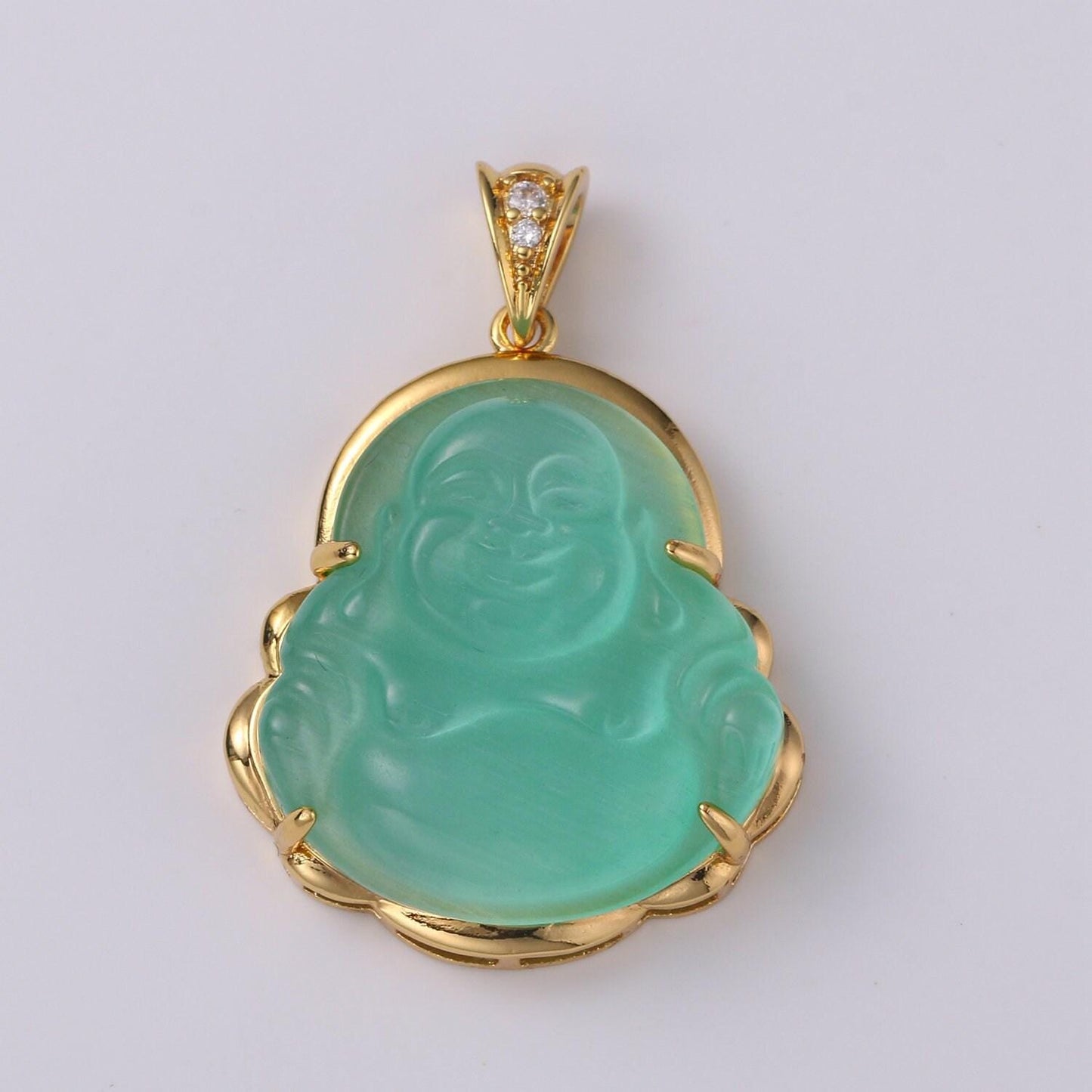 1x gold buddha pendant laughing buddha buddhism religious jewelry making statement necklace jewelry making supply a-247-ah257, o155