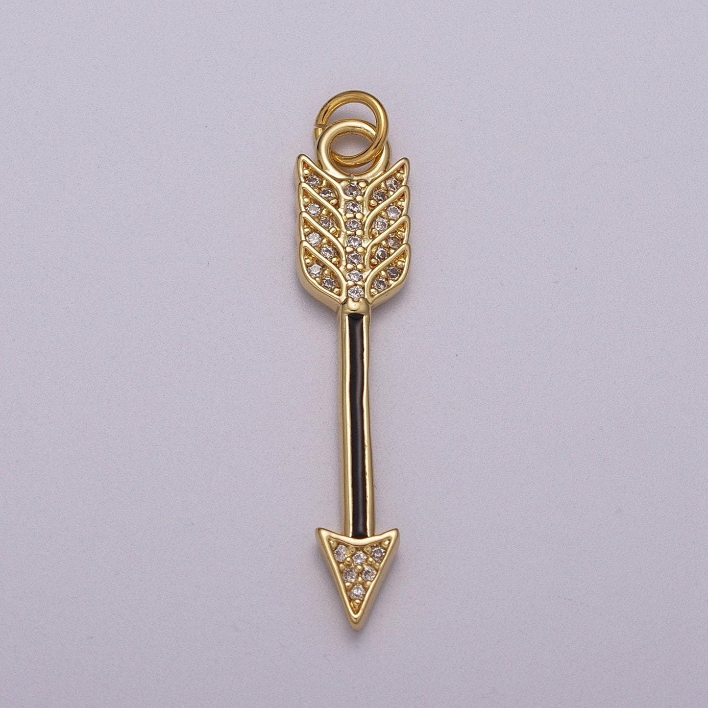 Dainty gold arrow charm enamel white, green, black mini arrow pendant micro pave charm for bracelet earring necklace making, m-912~m-914