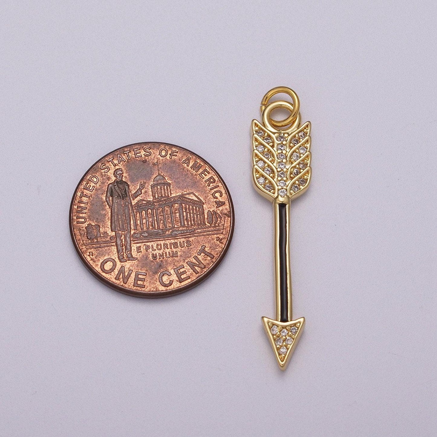 Dainty gold arrow charm enamel white, green, black mini arrow pendant micro pave charm for bracelet earring necklace making, m-912~m-914
