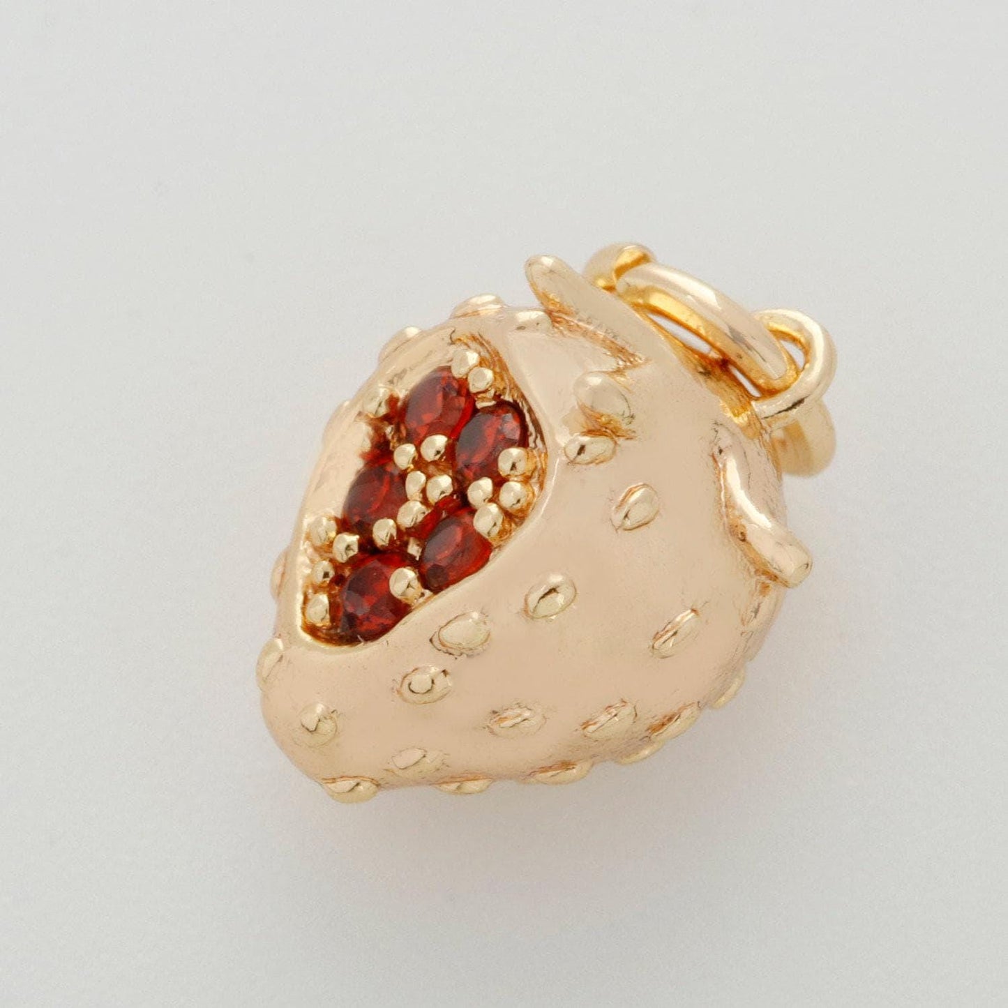 Gold strawberry charm cubic fruit charm summer foodies pendant dangle charms for bracelet necklace earring supply component, m-769