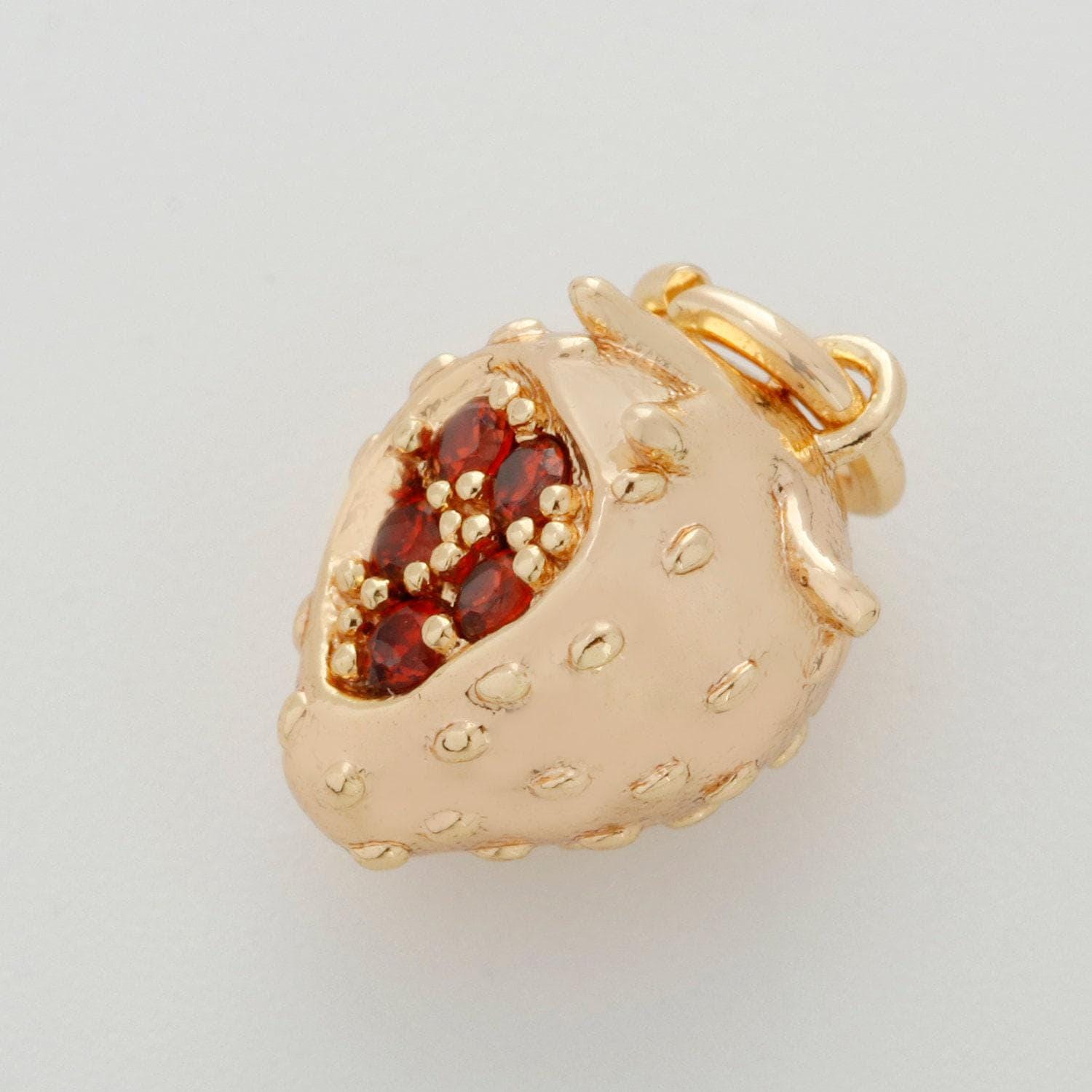 Gold strawberry charm cubic fruit charm summer foodies pendant dangle charms for bracelet necklace earring supply component, m-769
