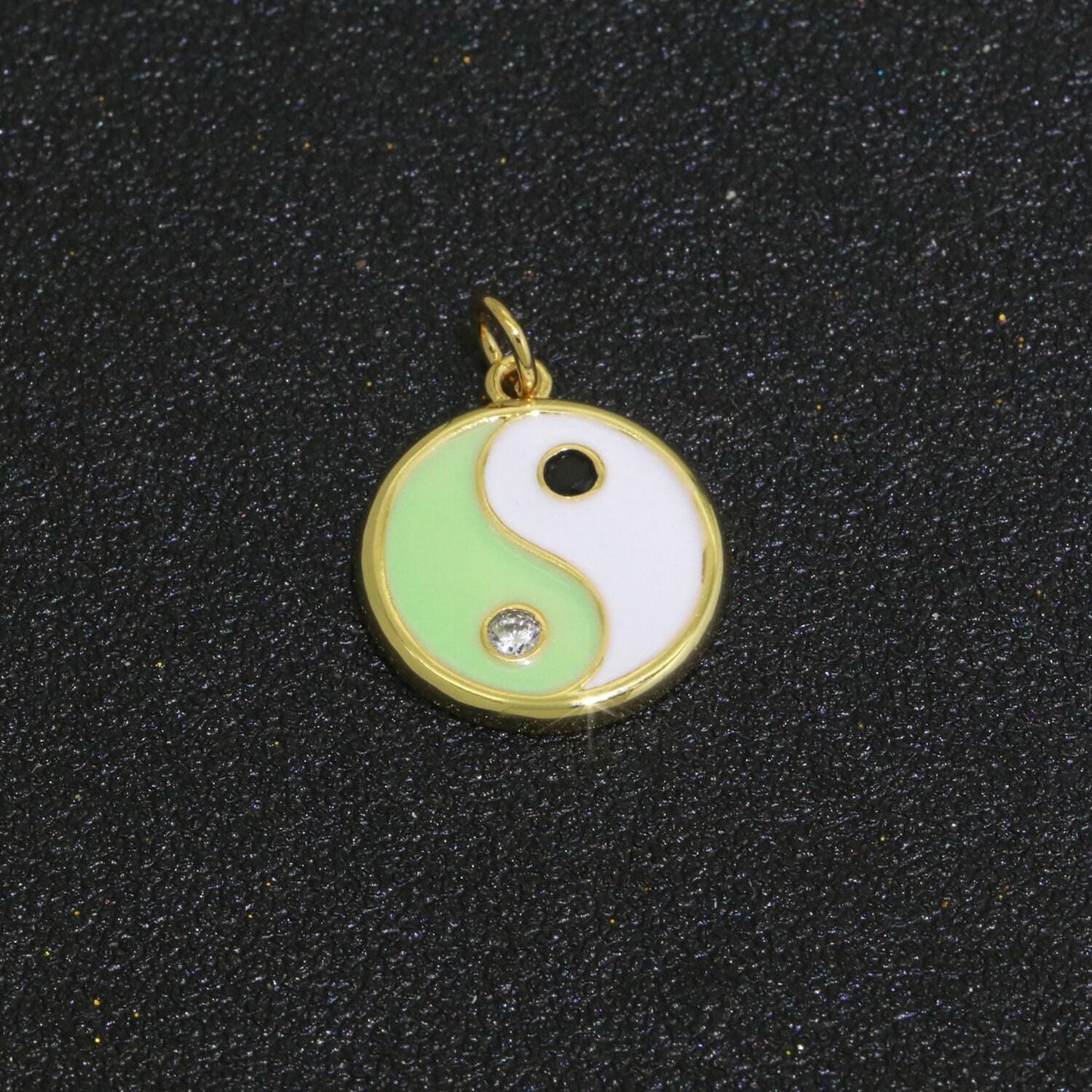 Colorful enamel yin yang charm circle pendant, 14k gold filled enamel y2k jewelry pendant, summer trend necklace earring bracelet charm