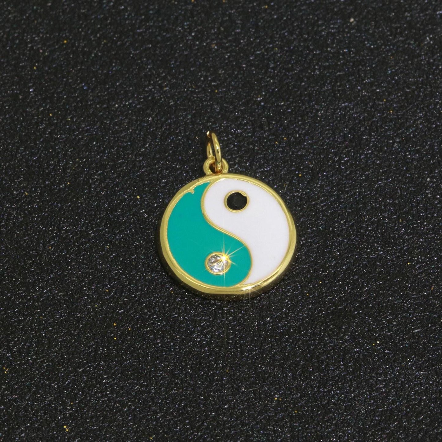 Colorful enamel yin yang charm circle pendant, 14k gold filled enamel y2k jewelry pendant, summer trend necklace earring bracelet charm