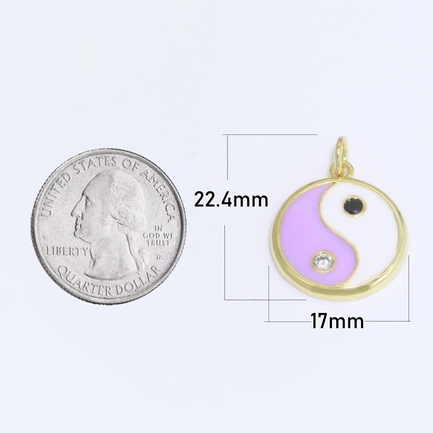 Colorful enamel yin yang charm circle pendant, 14k gold filled enamel y2k jewelry pendant, summer trend necklace earring bracelet charm