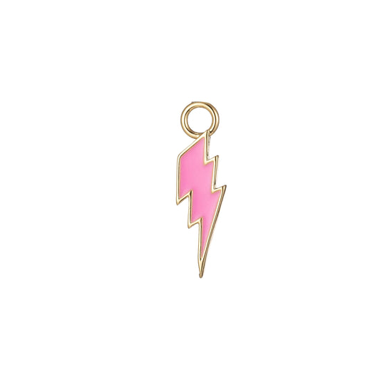Enamel lighting gold charm colorful bolt pendant statement jewelry barbiecore charm y2k inspirethunder pendant for necklace earring bracelet