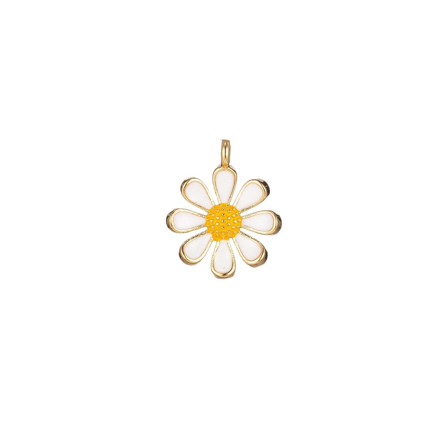 Dainty colorful daisy flower shape pendant, 14kgold filled daisy flower charm,enamel pendant white black pink green purple teal yellow,m-220