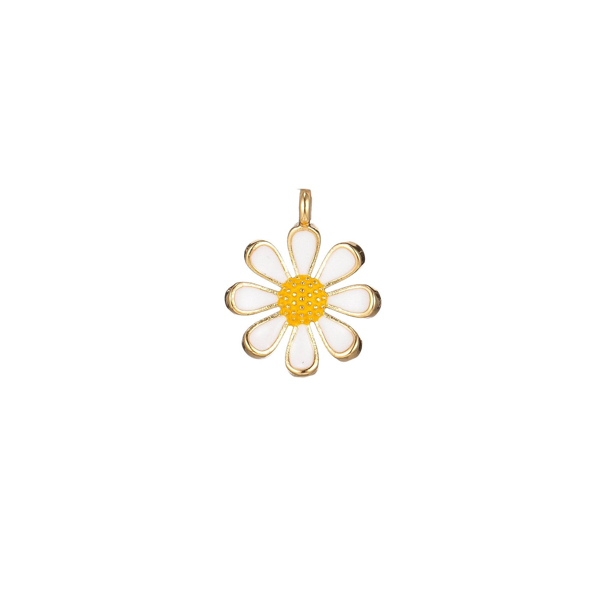 Dainty colorful daisy flower shape pendant, 14kgold filled daisy flower charm,enamel pendant white black pink green purple teal yellow,m-220