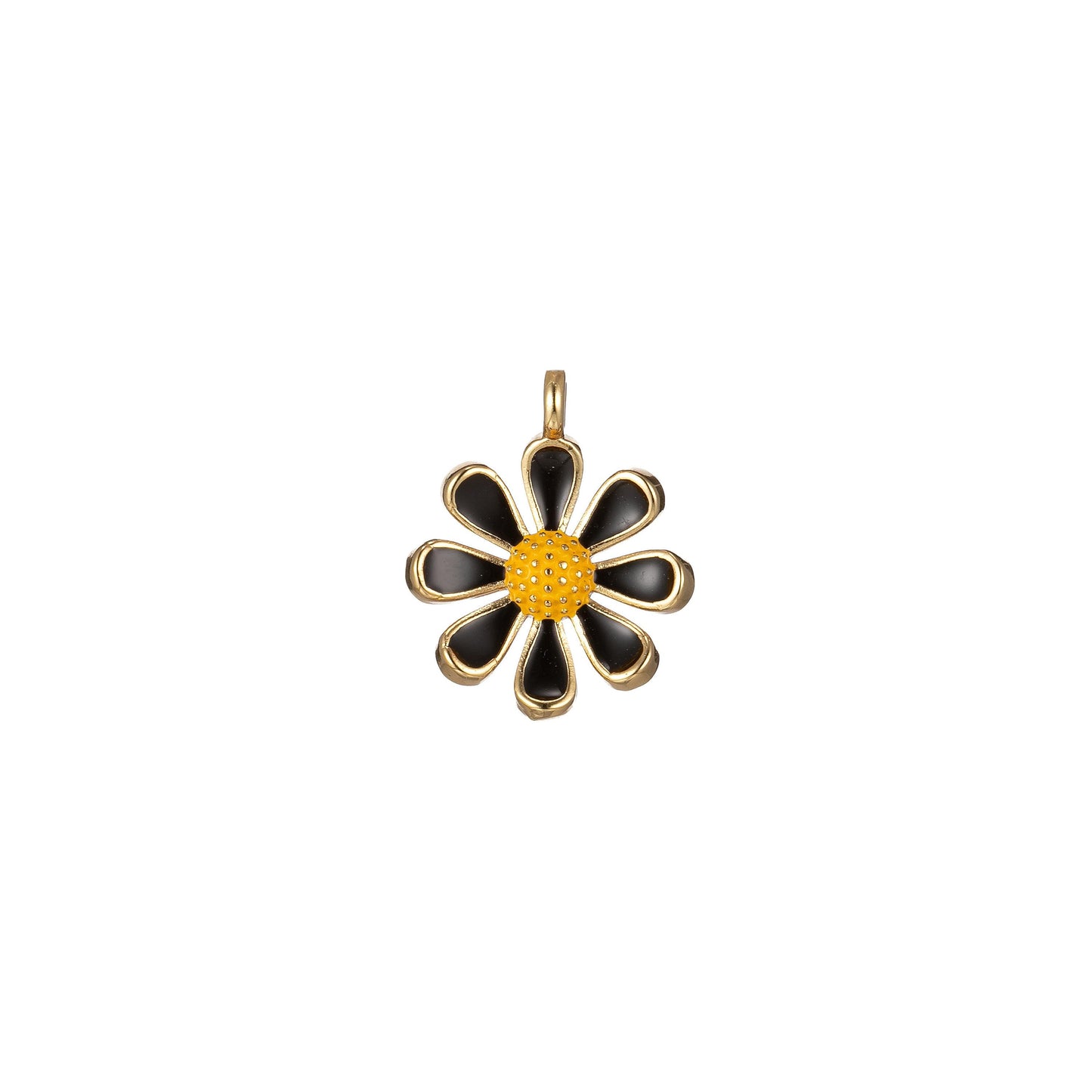 Dainty colorful daisy flower shape pendant, 14kgold filled daisy flower charm,enamel pendant white black pink green purple teal yellow,m-220