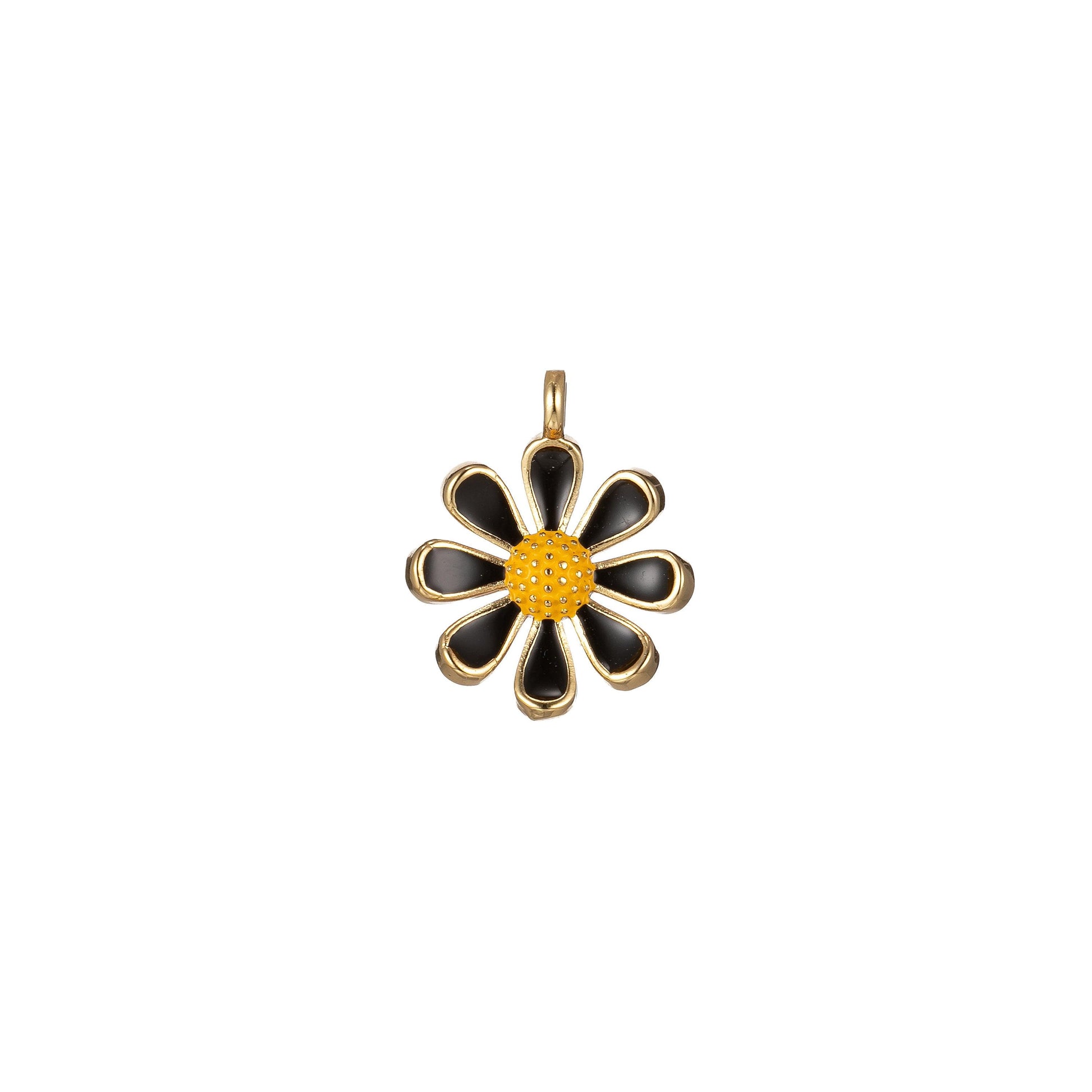 Dainty colorful daisy flower shape pendant, 14kgold filled daisy flower charm,enamel pendant white black pink green purple teal yellow,m-220