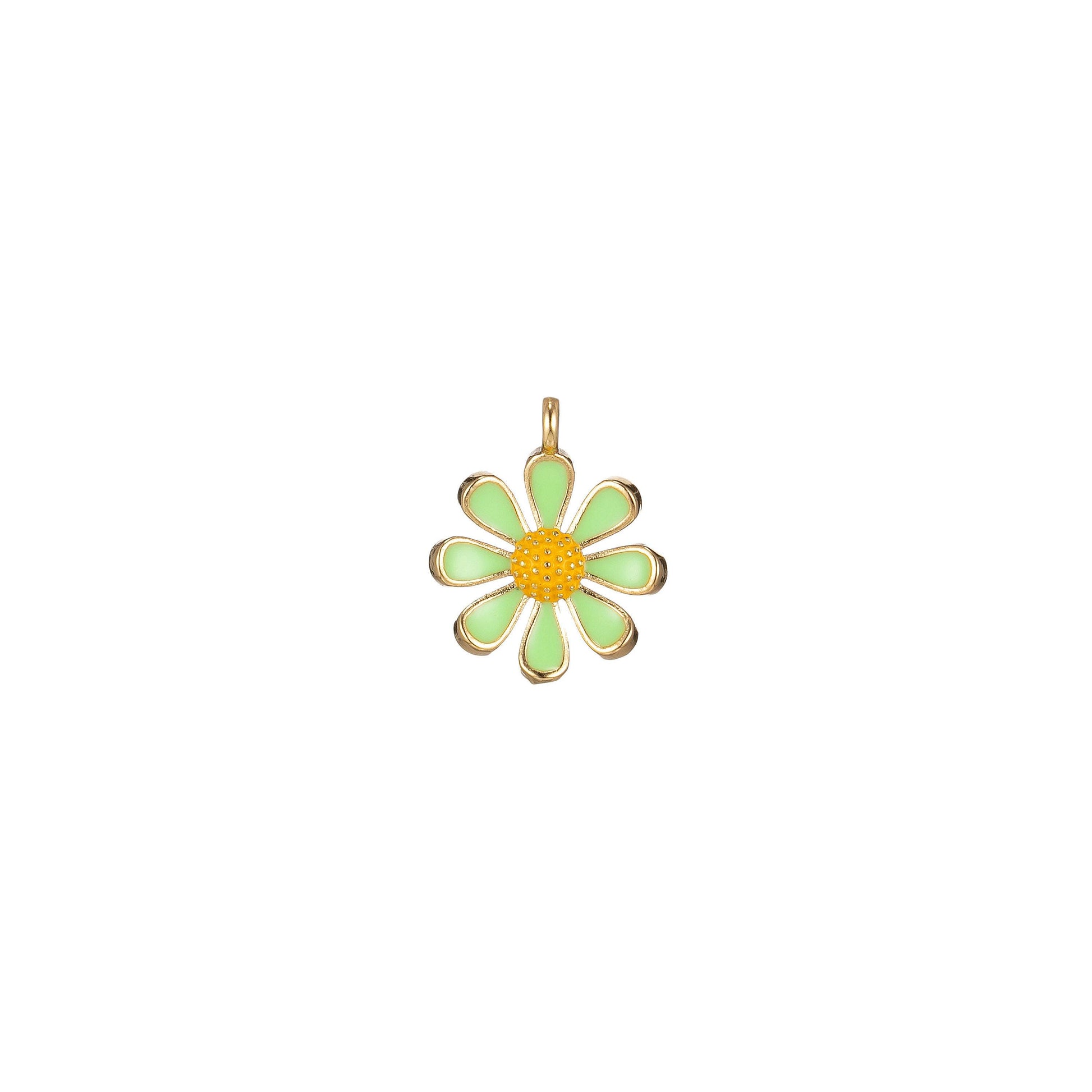Dainty colorful daisy flower shape pendant, 14kgold filled daisy flower charm,enamel pendant white black pink green purple teal yellow,m-220