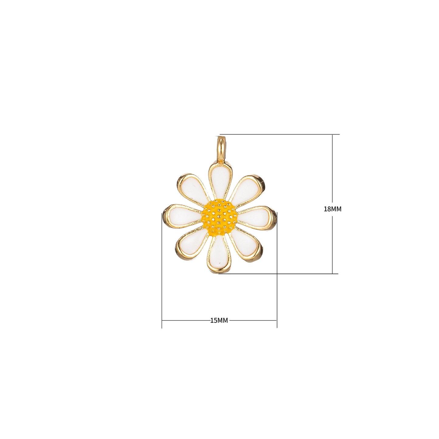 Dainty colorful daisy flower shape pendant, 14kgold filled daisy flower charm,enamel pendant white black pink green purple teal yellow,m-220