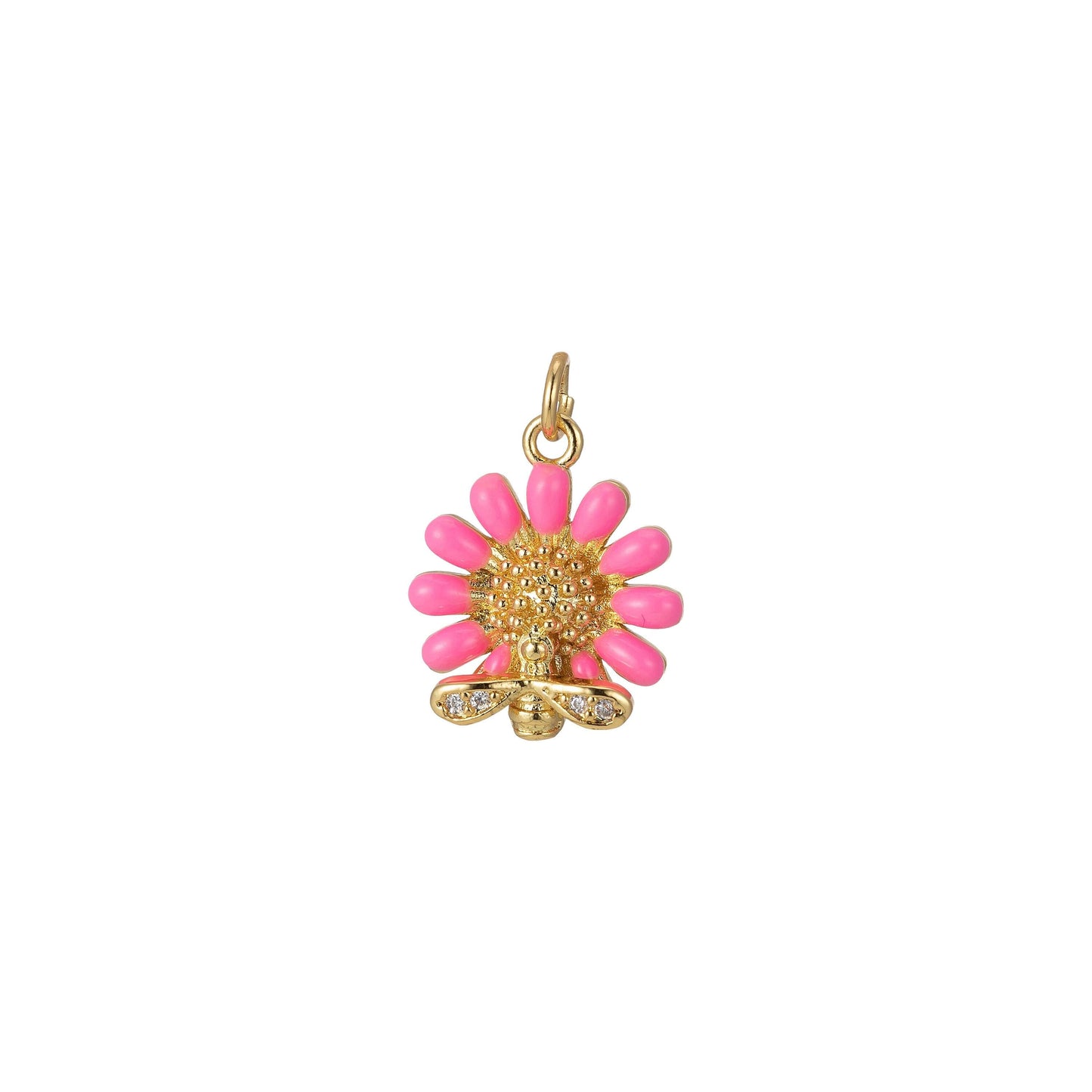 Sunflower with bee pendant necklace, gift for her, enamel charm necklace for woman, flower gardener jewelry minimalist jewelry floral