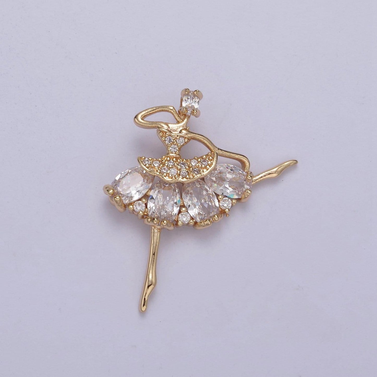 Dainty gold filled cz ballet dancer charm ballerina gift idea for necklace earring bracelet supply h-414 / h-417