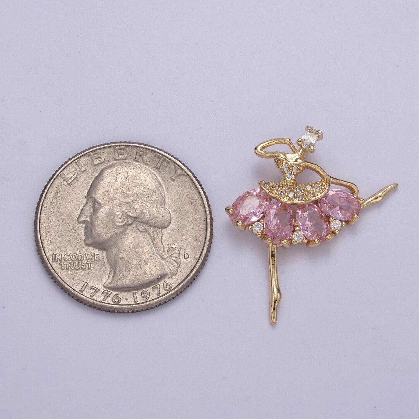 Dainty gold filled cz ballet dancer charm ballerina gift idea for necklace earring bracelet supply h-414 / h-417