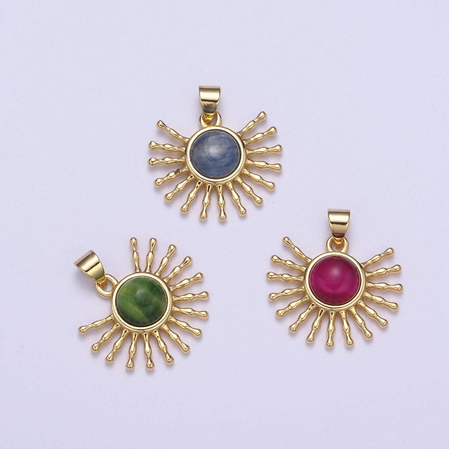 24k gold filled geometric sun pendant necklace, sunray charm, celestial sunbeam inspired h-114 / h-116 / h-117